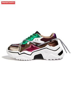 Women's Platform Chunky Dad Sneakers Lace-Up Walking Shoes